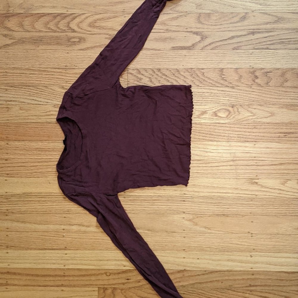 Maroon Topshop long-sleeved cropped shirt